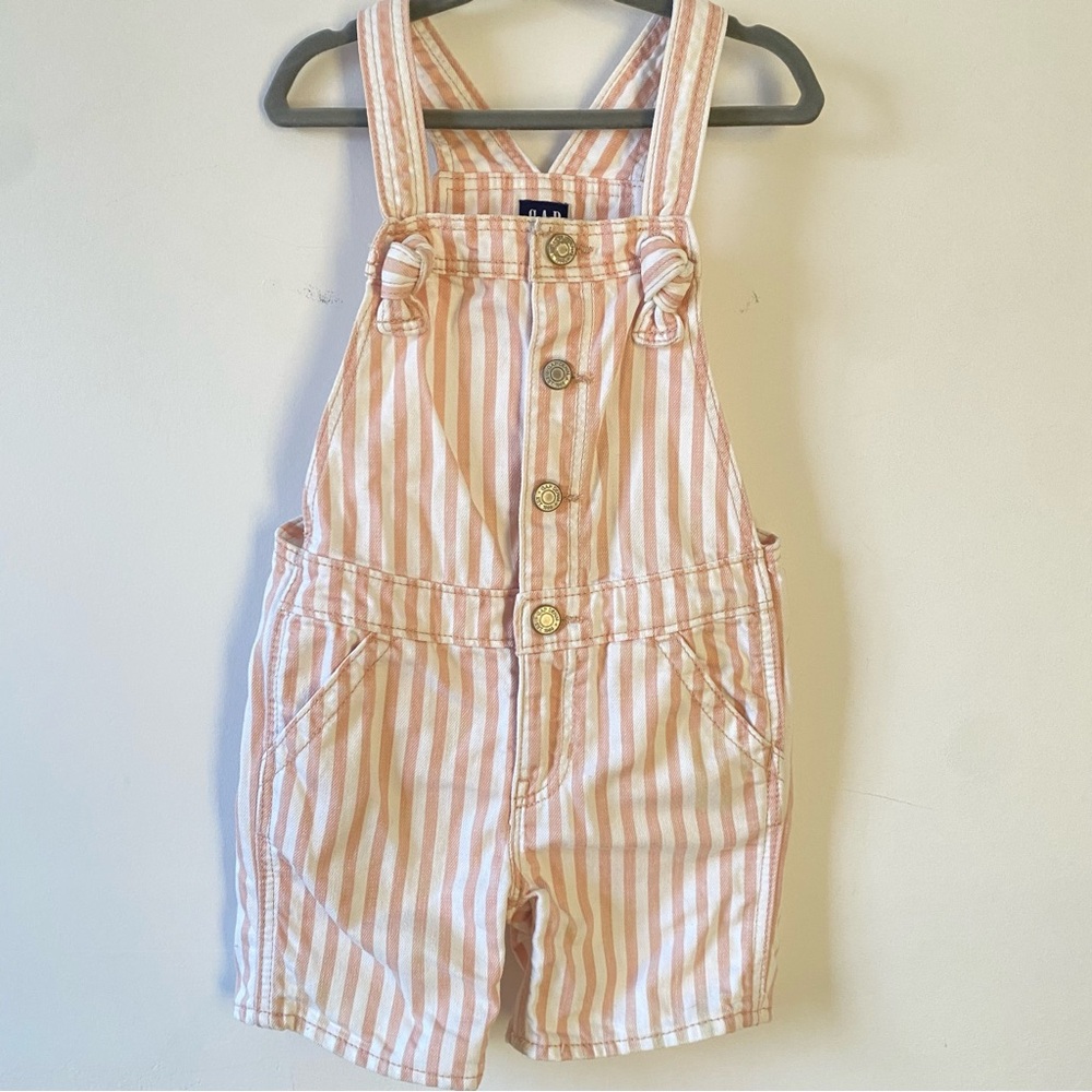 GAP Pink and White Striped Kids Overalls